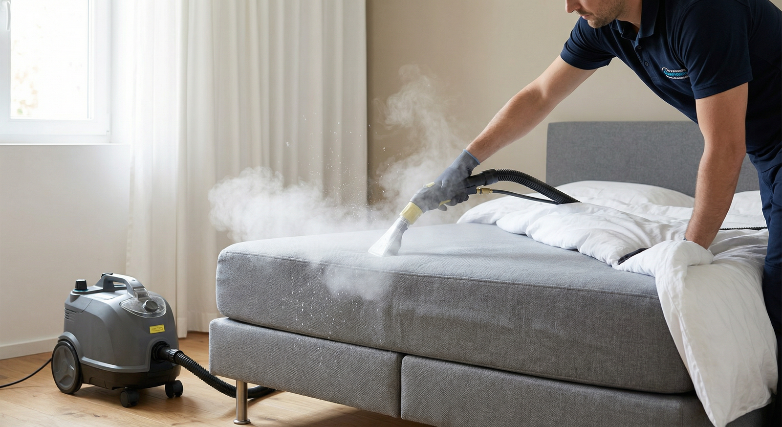Machine professionnelle d'injection extraction utilisée par Polynet pour le nettoyage de matelas à Kenitra